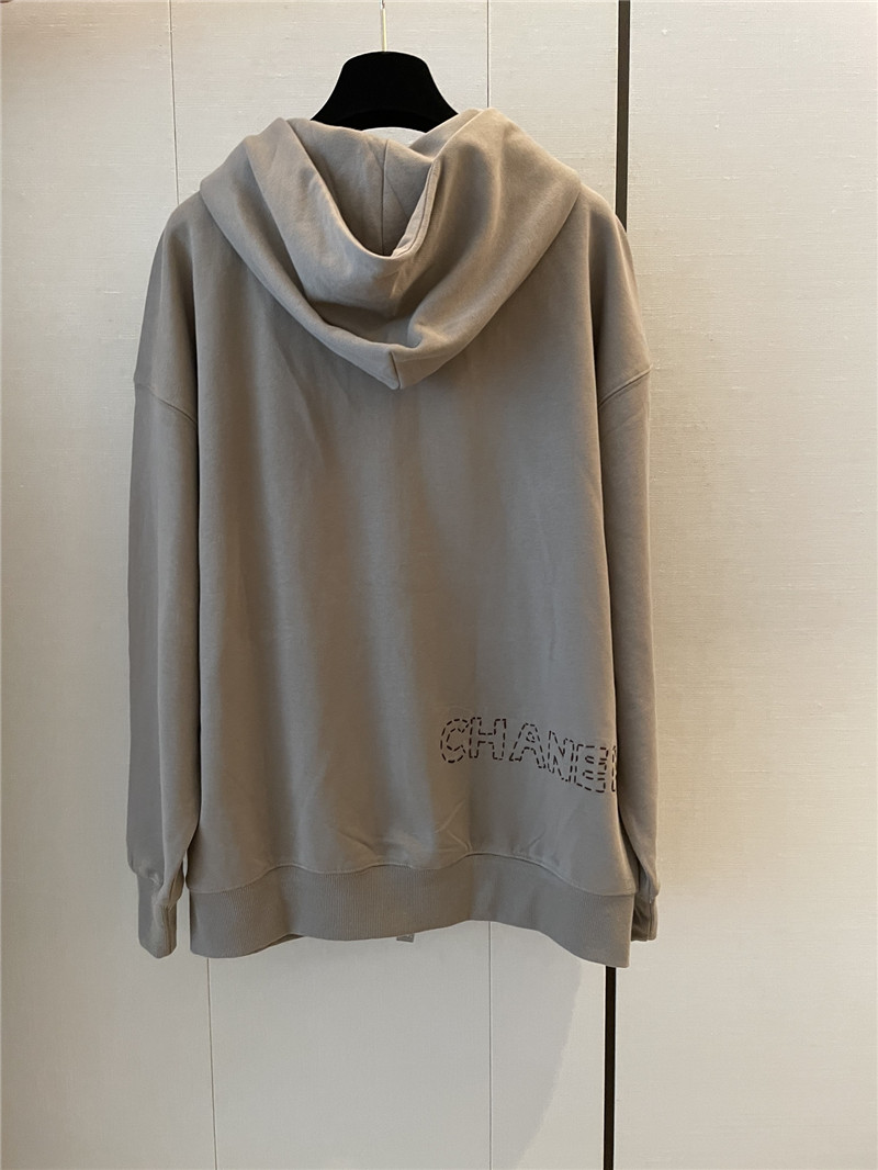 Chanel Logo Hooded Sweatshirt Grey