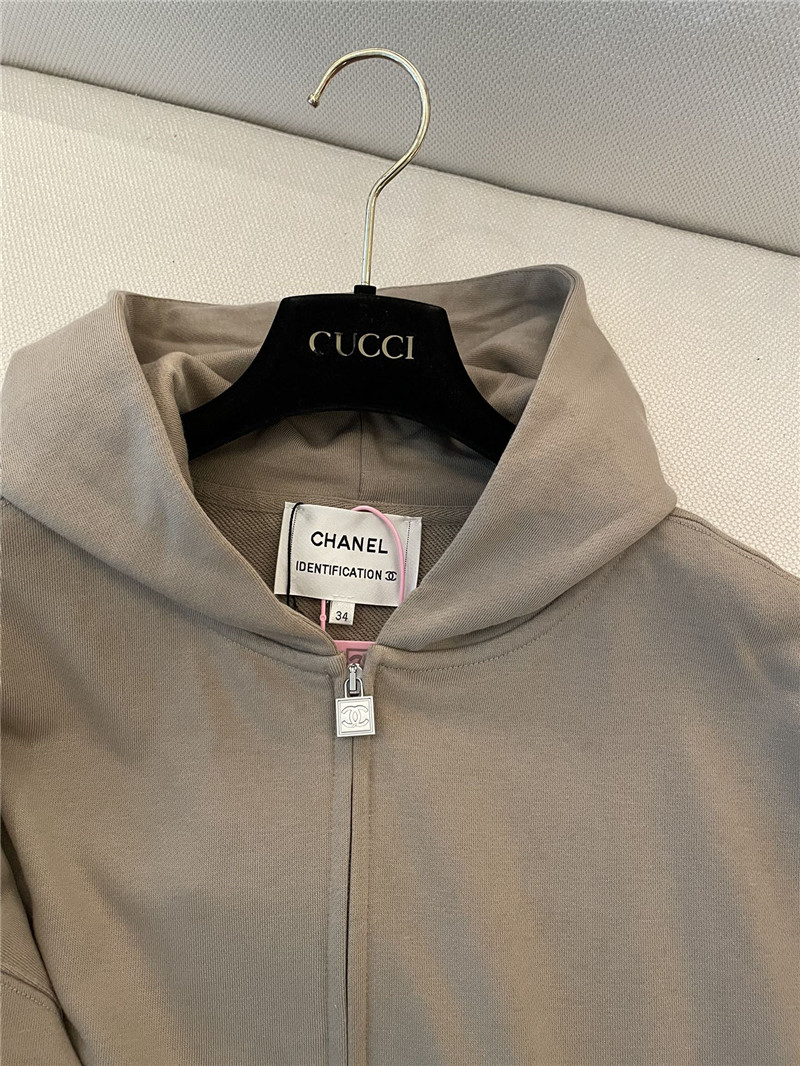 Chanel Logo Hooded Sweatshirt Grey