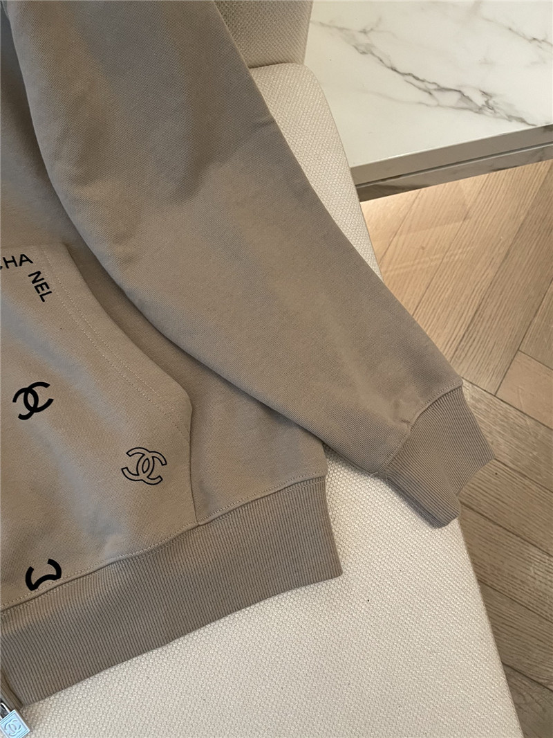 Chanel Logo Hooded Sweatshirt Grey