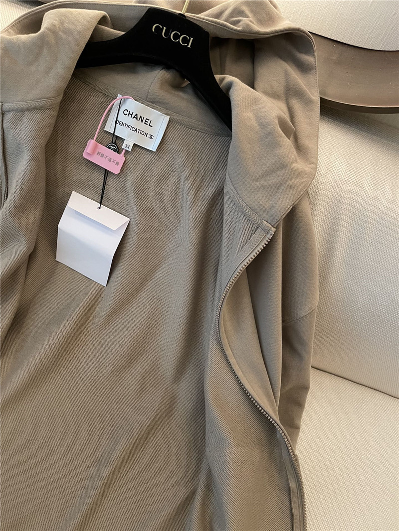 Chanel Logo Hooded Sweatshirt Grey