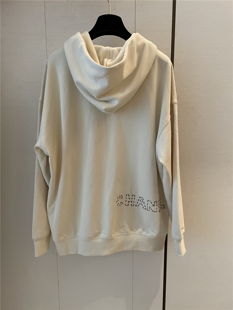 Chanel Logo Hooded Sweatshirt Beige