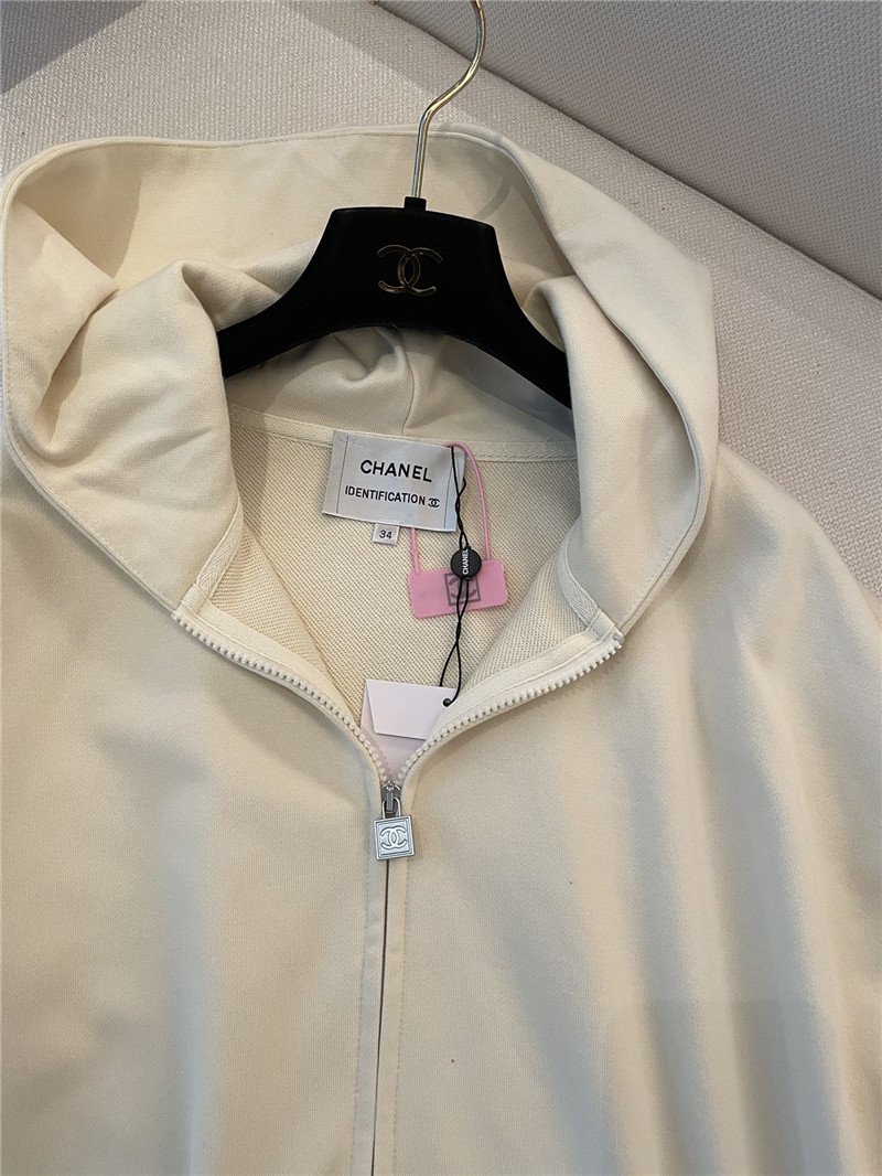 Chanel Logo Hooded Sweatshirt Beige