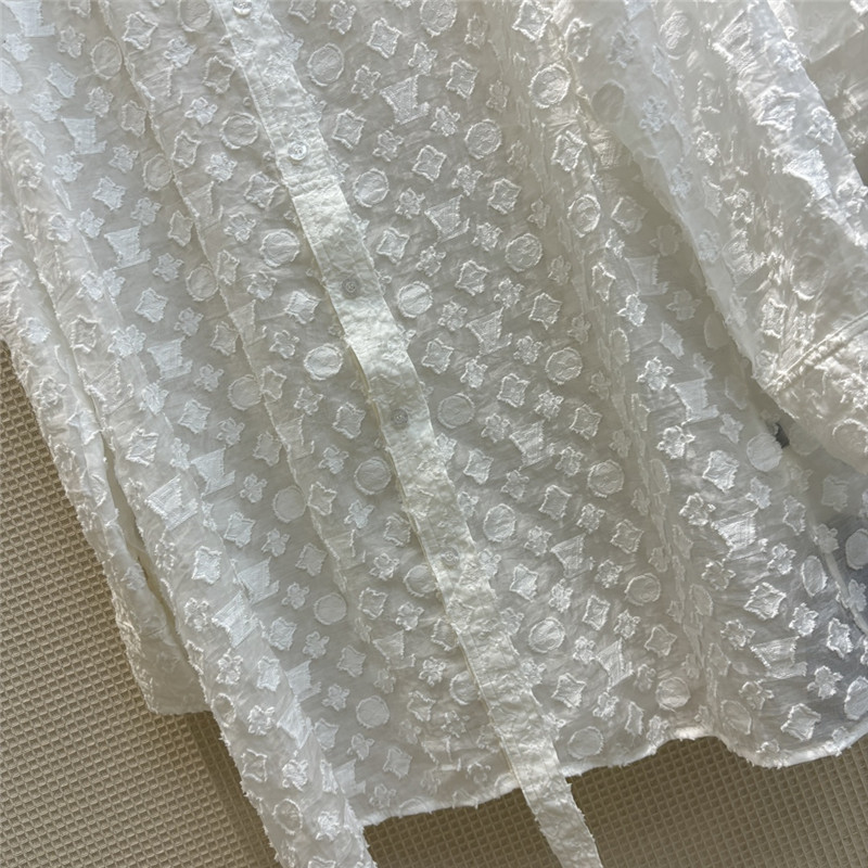 louis vuitton LV lapel long white shirt + cake tutu skirt suit