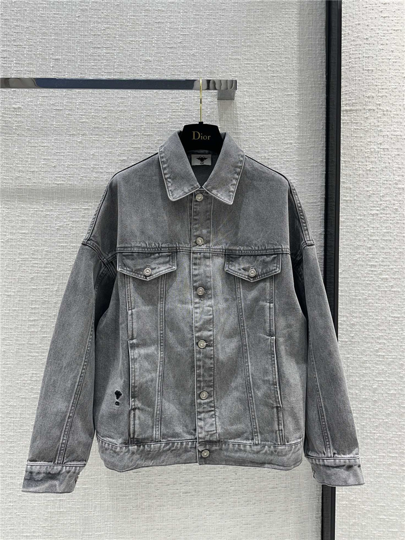 D10r eiffel tower printed washed denim jacket