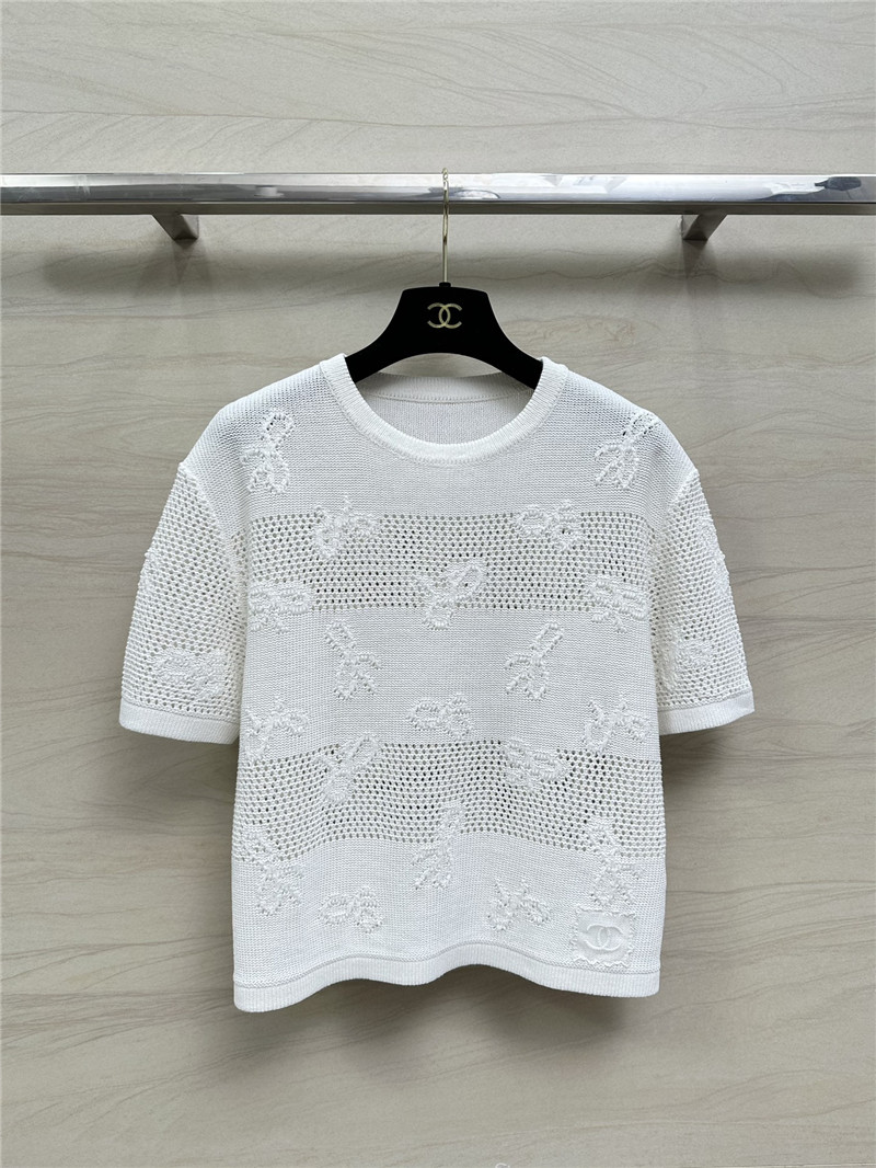 Chanel bow crochet classic rhombus knitted top
