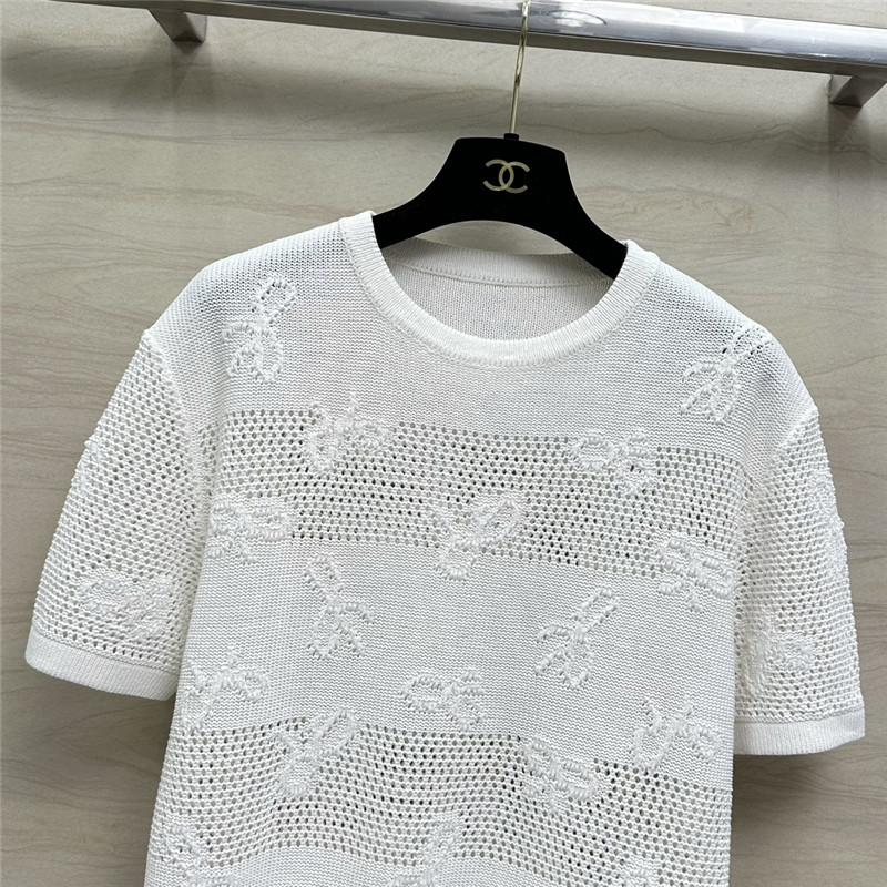 Ch**el bow crochet classic rhombus knitted top