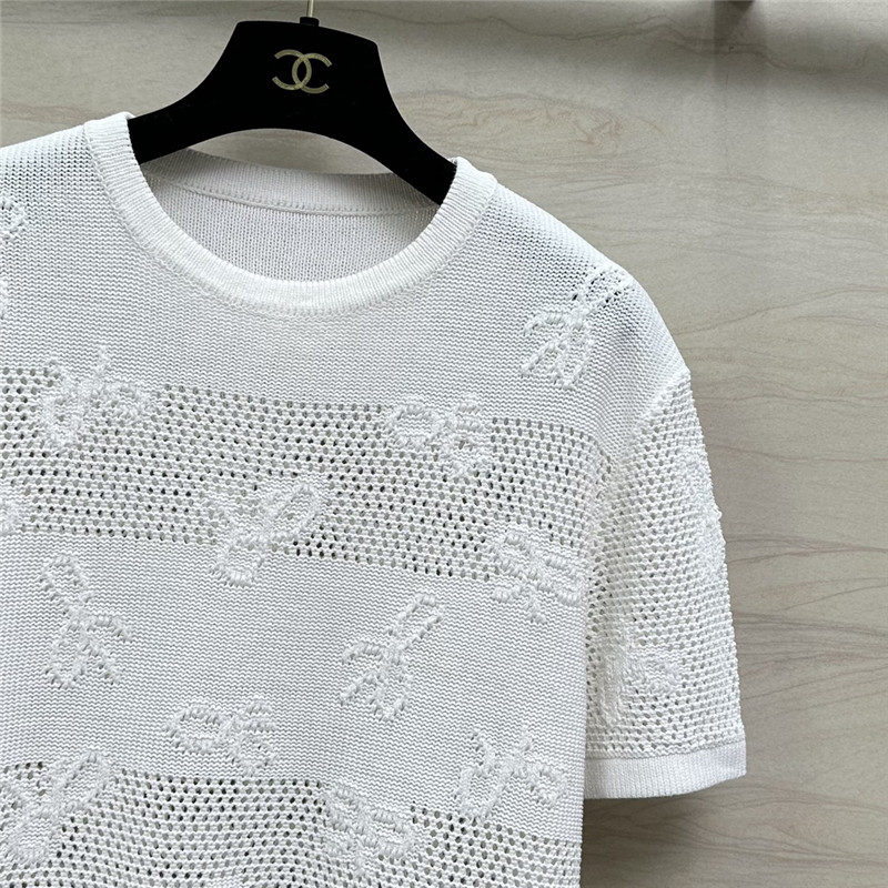 Ch**el bow crochet classic rhombus knitted top