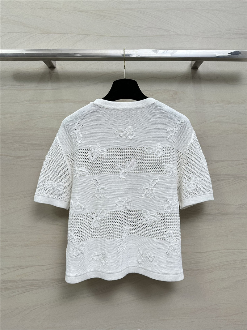 Ch**el bow crochet classic rhombus knitted top
