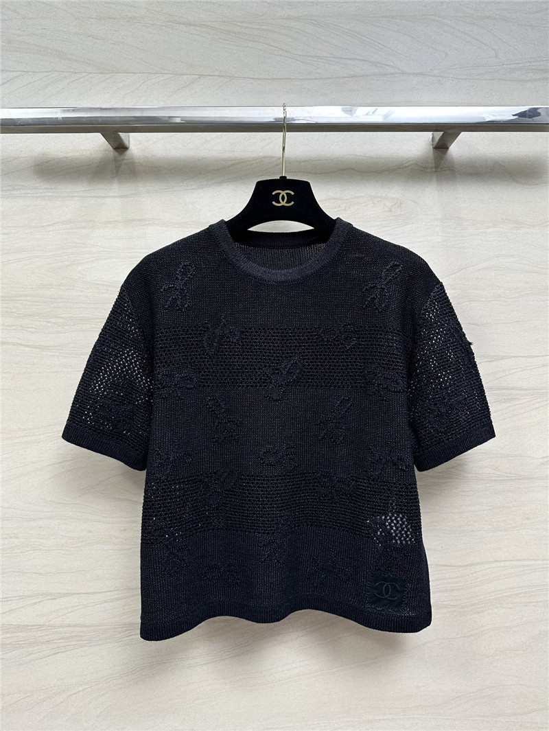 Chanel bow crochet classic rhombus knitted top