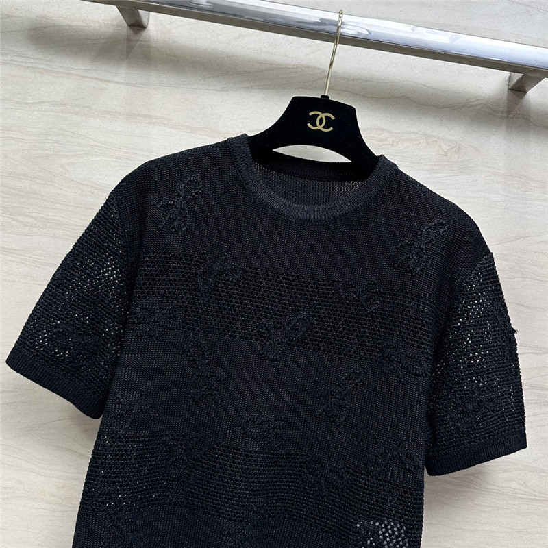 Chanel bow crochet classic rhombus knitted top