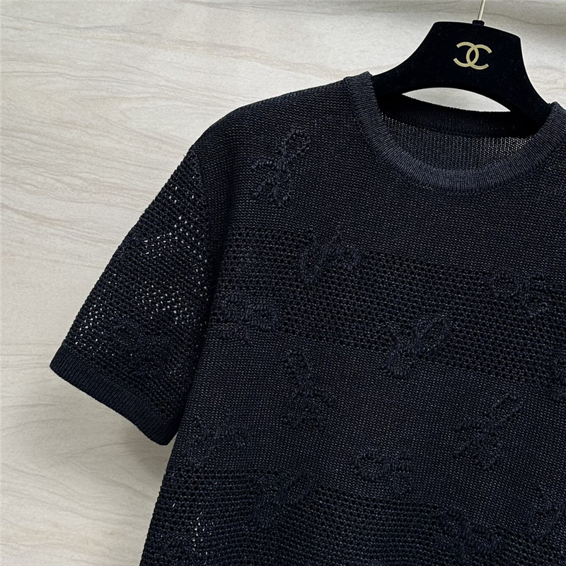 Chanel bow crochet classic rhombus knitted top