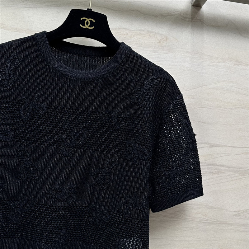 Chanel bow crochet classic rhombus knitted top