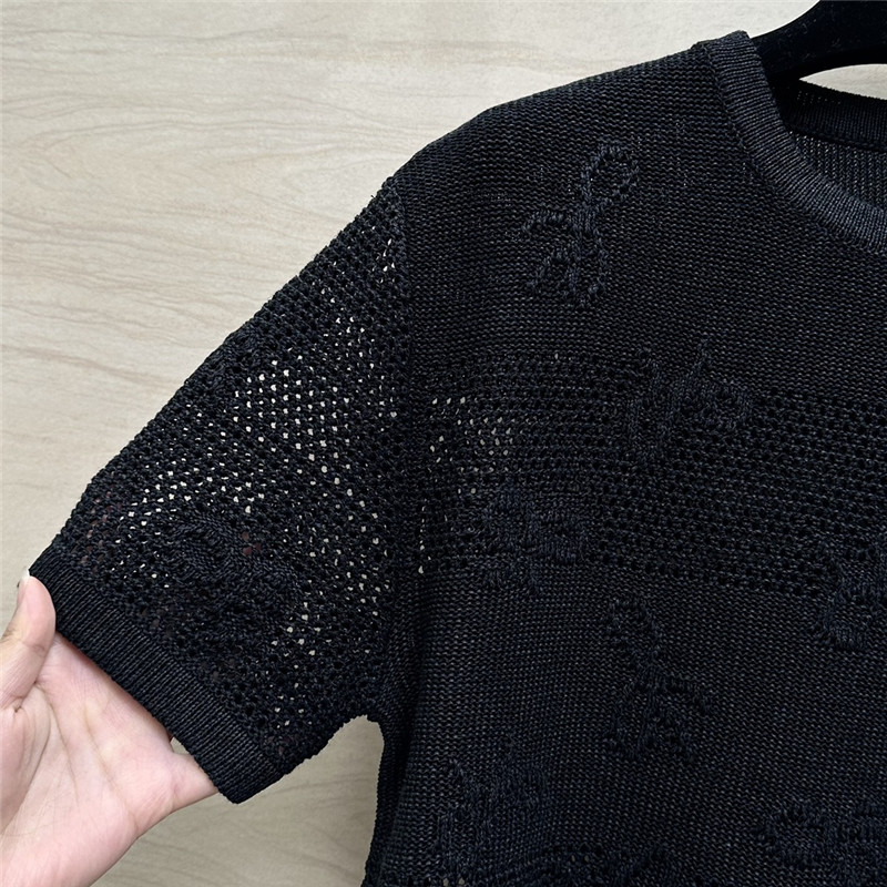 Chanel bow crochet classic rhombus knitted top