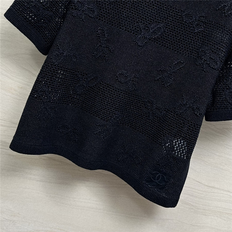 Chanel bow crochet classic rhombus knitted top