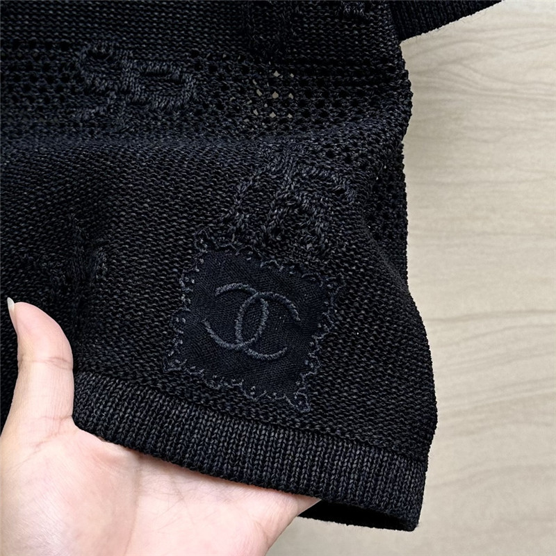 Chanel bow crochet classic rhombus knitted top