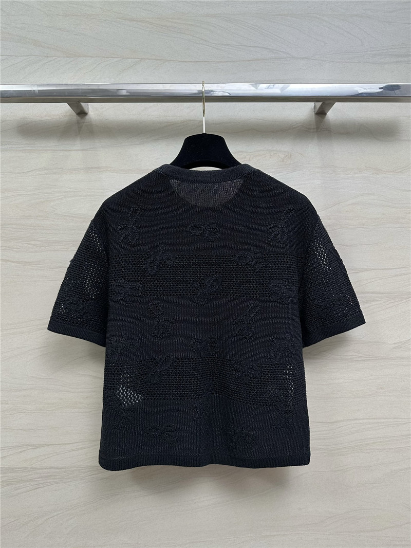 Chanel bow crochet classic rhombus knitted top