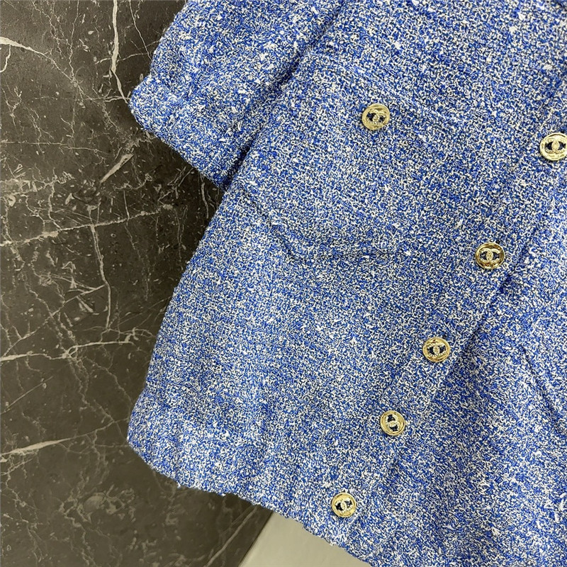 Ch**el sky blue puff sleeve braided short coat