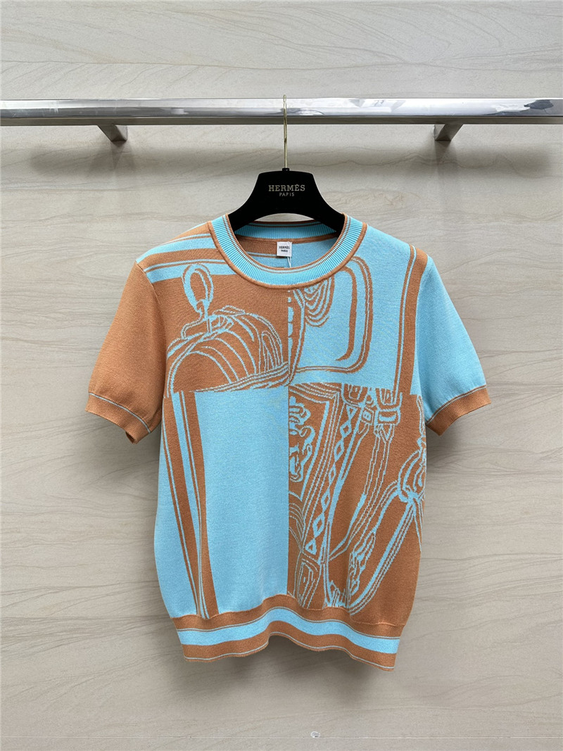 Hermes new color matching knitted wool top