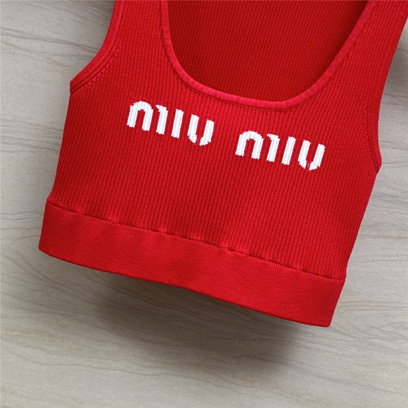 M1um1u kanhua logo knitted short vest