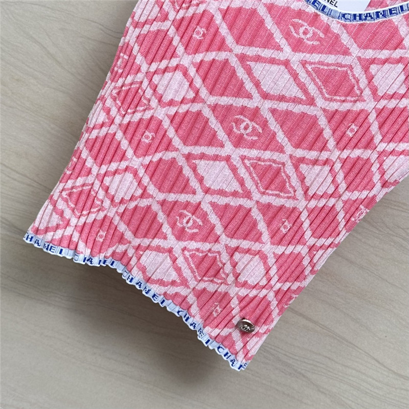 Chanel lady style letter crochet contrast vest top