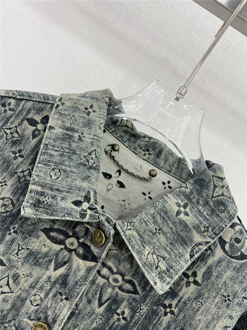 l0vis Vvtt0n lv denim jacket with full logo for couples