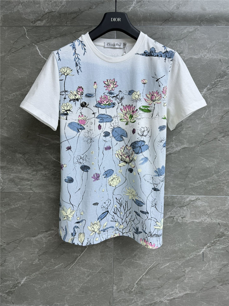 dior lotus pond print T-shirt
