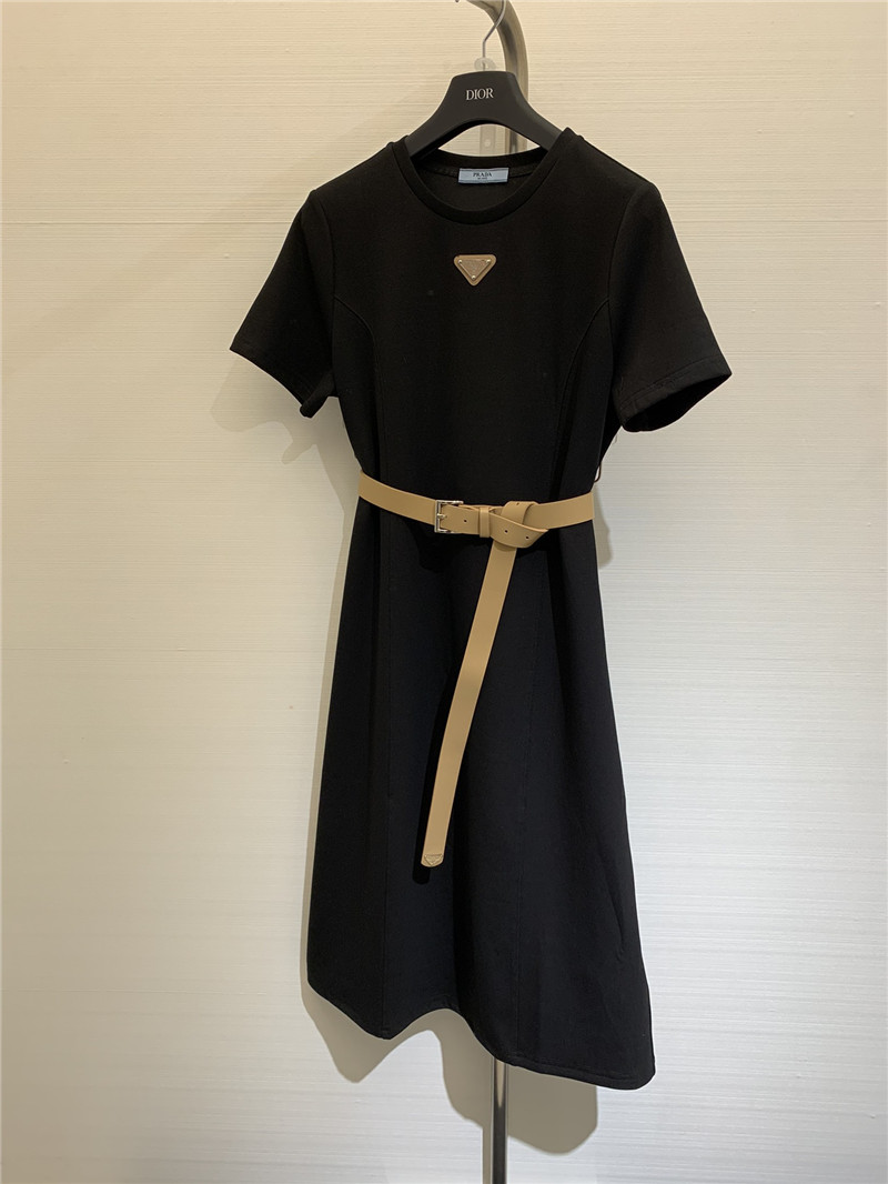 prada round neck short sleeve dress
