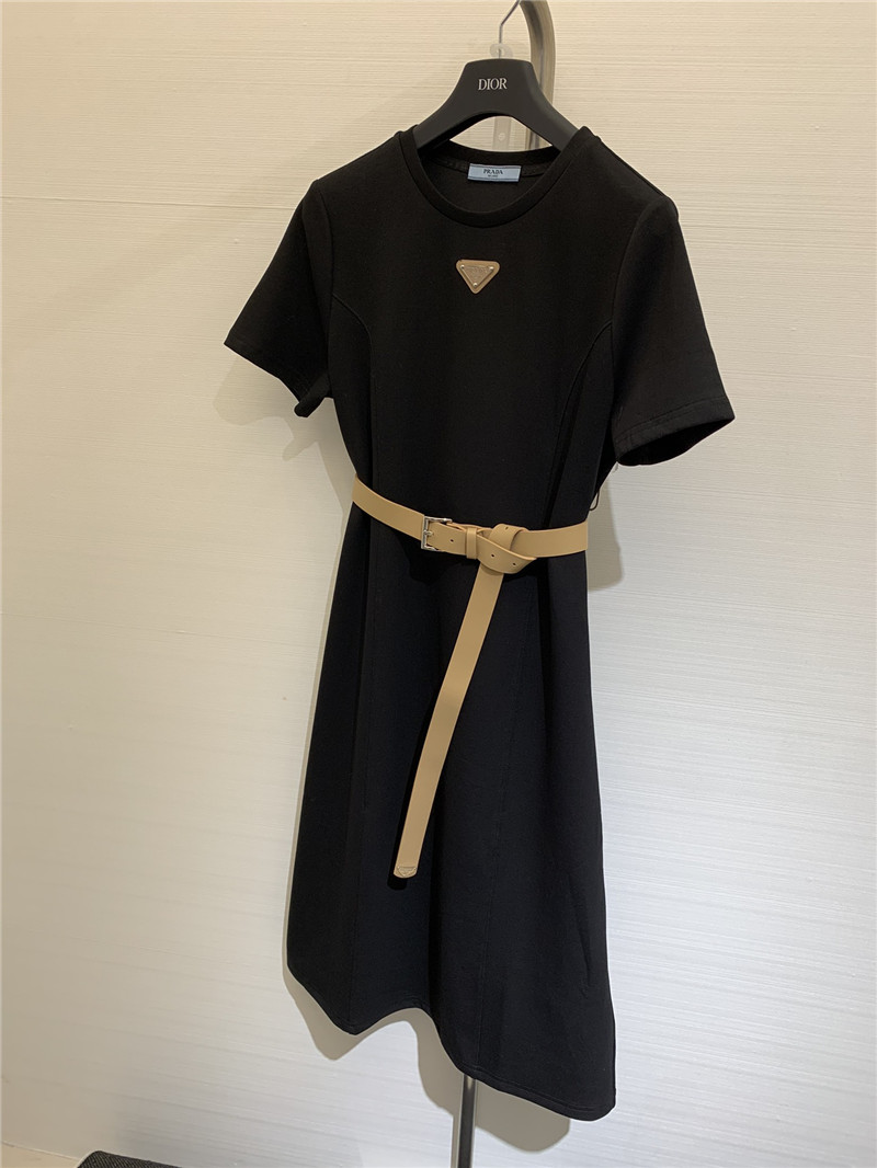 prada round neck short sleeve dress
