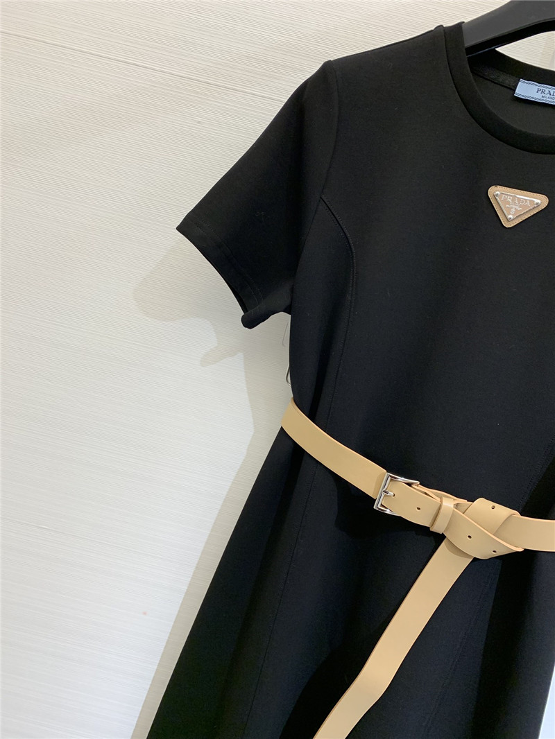 prada round neck short sleeve dress