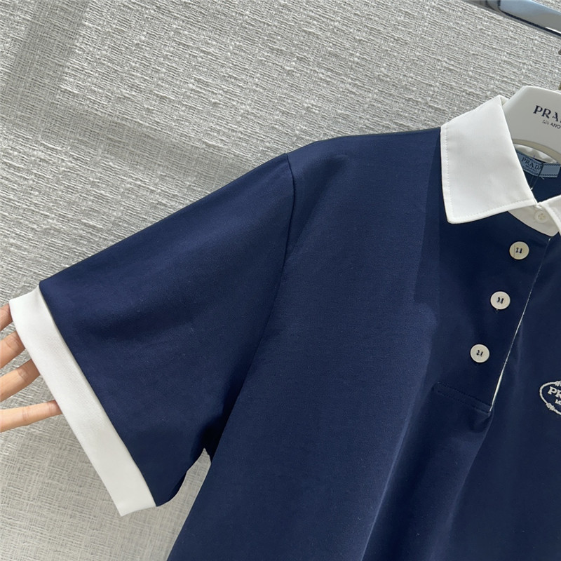 Pra*a contrast color polo short sleeve top