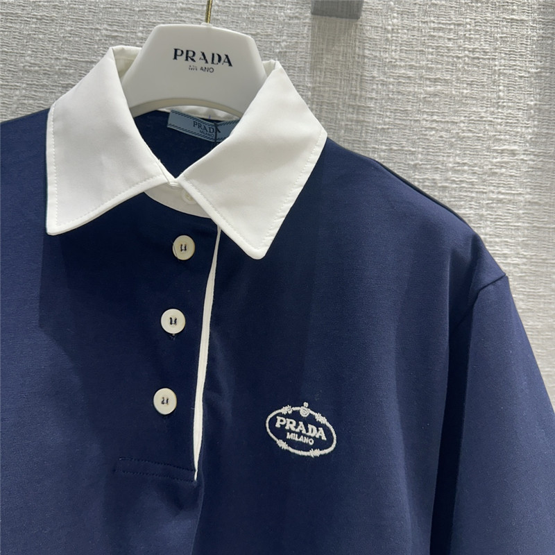 Pra*a contrast color polo short sleeve top