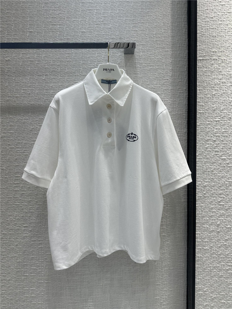 prada contrast color polo short sleeve top
