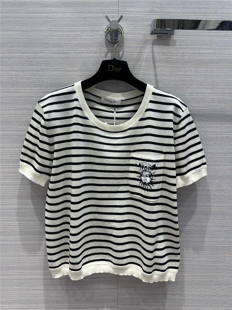 Dior Navy Striped Linen T-Shirt
