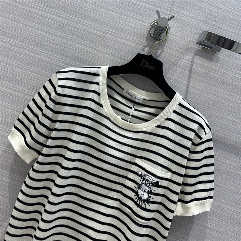Dior Navy Striped Linen T-Shirt