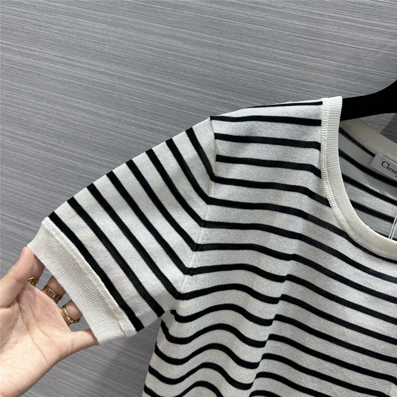 Dior Navy Striped Linen T-Shirt