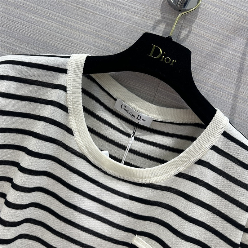 Dior Navy Striped Linen T-Shirt