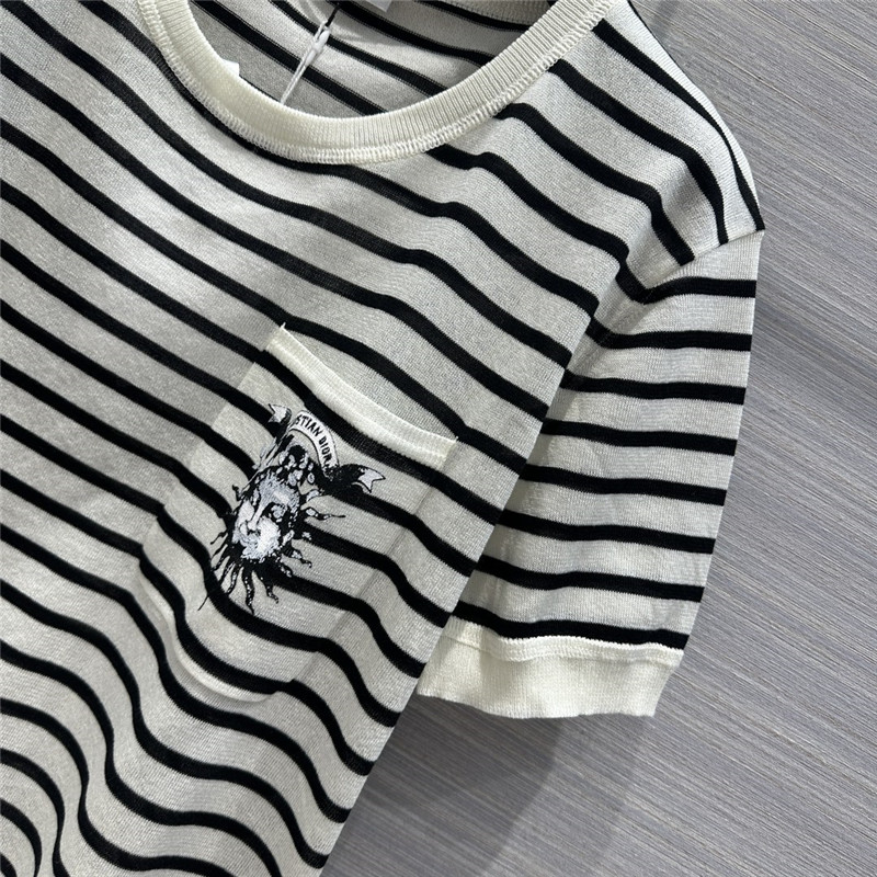 Dior Navy Striped Linen T-Shirt