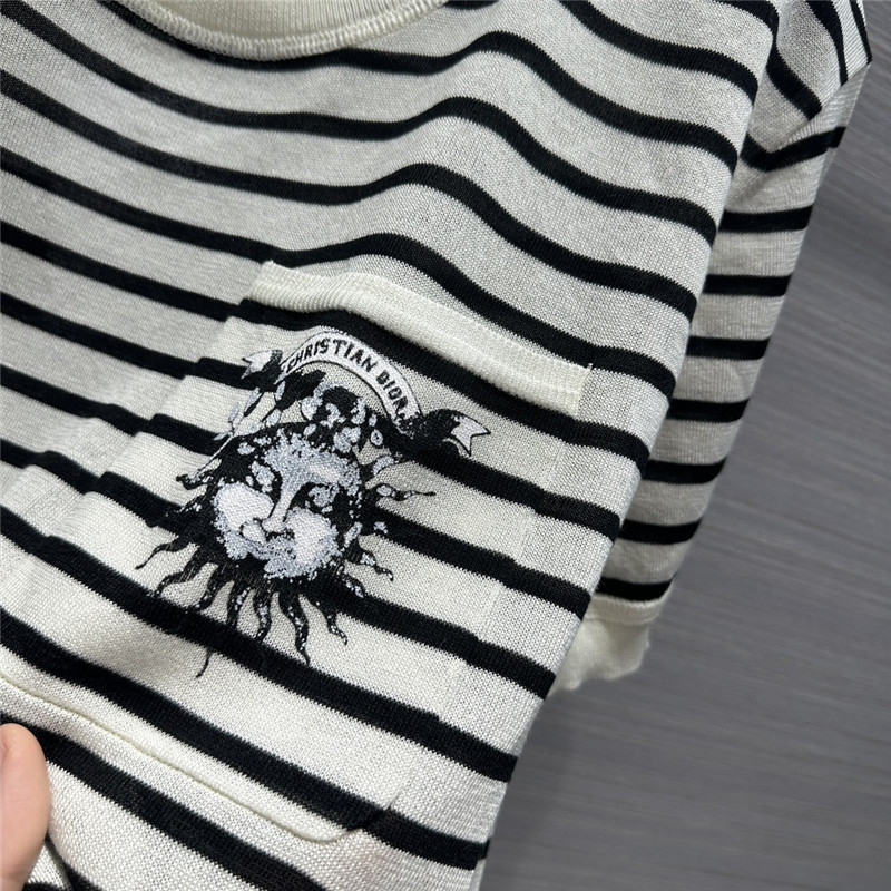 Dior Navy Striped Linen T-Shirt