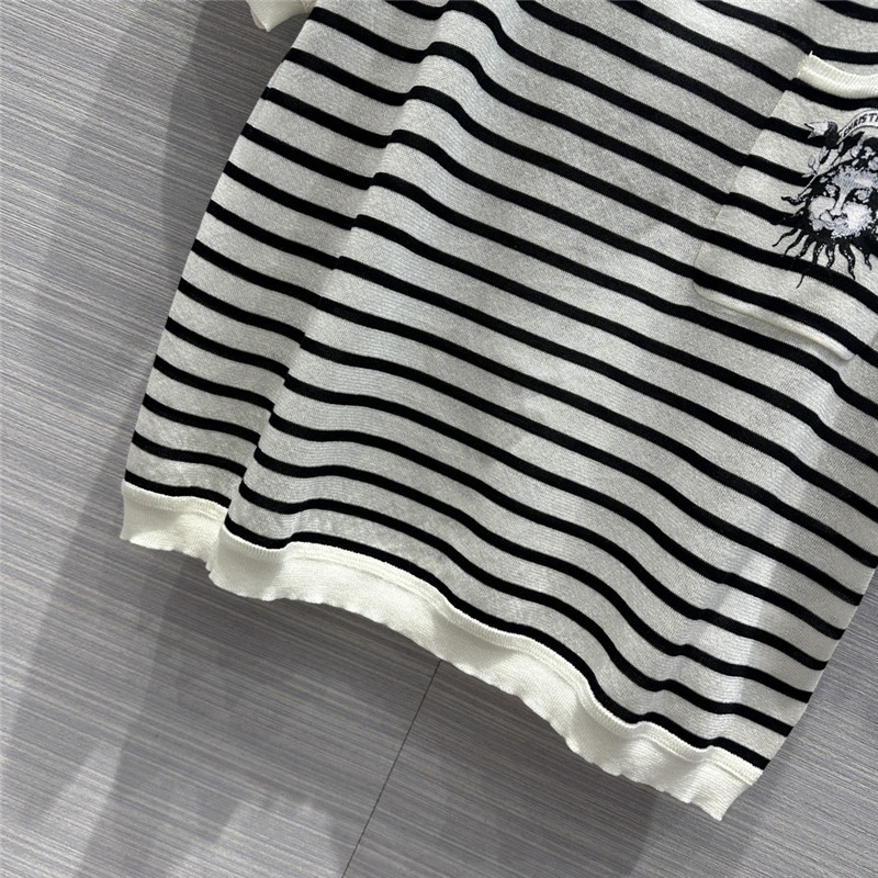 Dior Navy Striped Linen T-Shirt