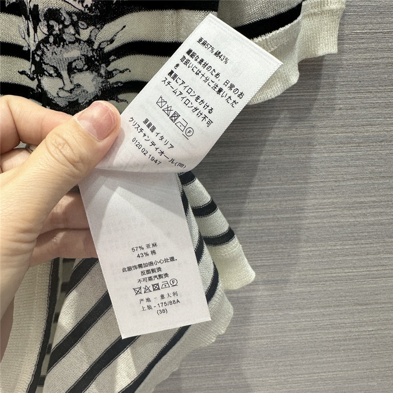 Dior Navy Striped Linen T-Shirt