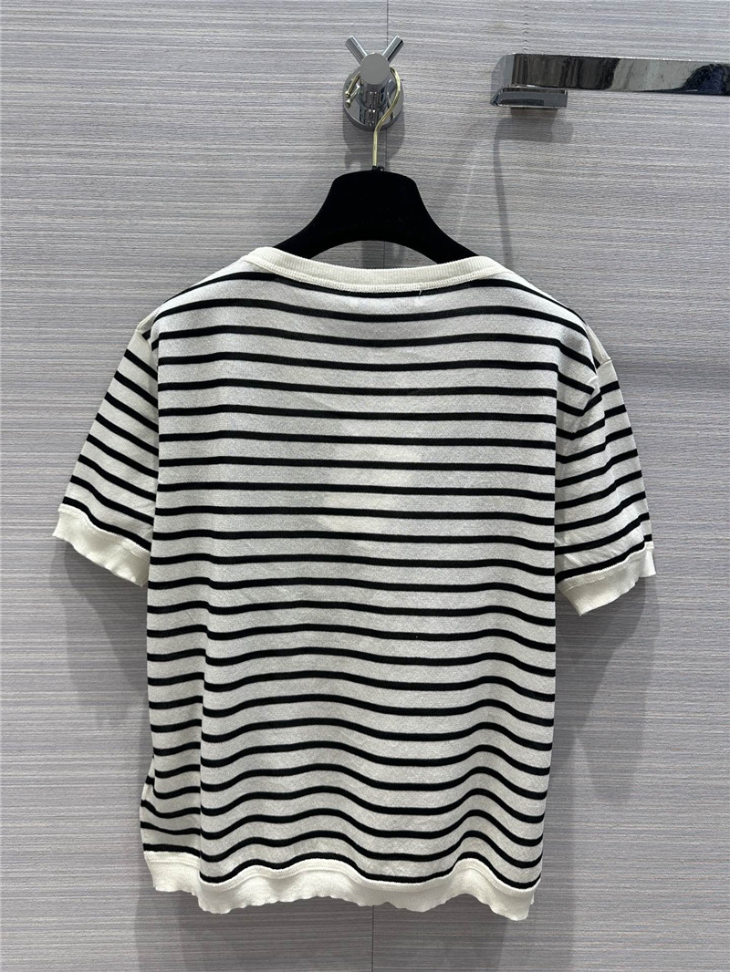 Dior Navy Striped Linen T-Shirt