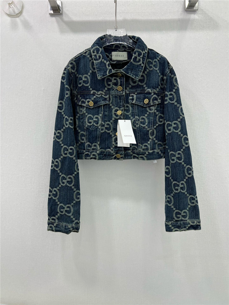 Gucci new double G jacquard all over print denim jacket
