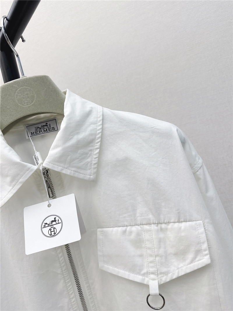 Hermes new silver button decorated long-sleeved shirt