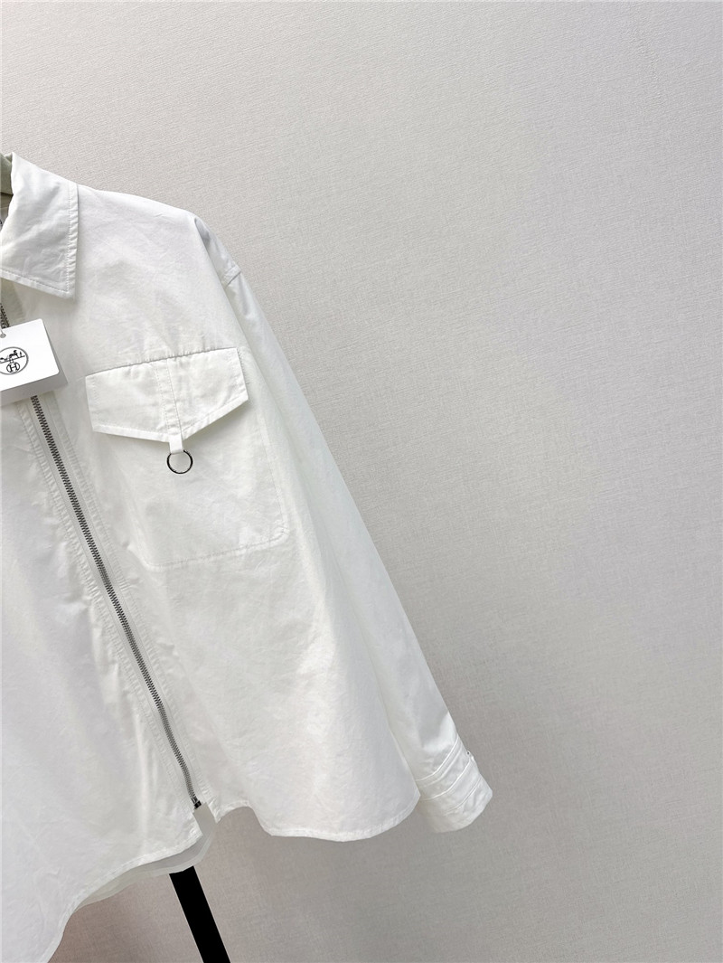 Hermes new silver button decorated long-sleeved shirt