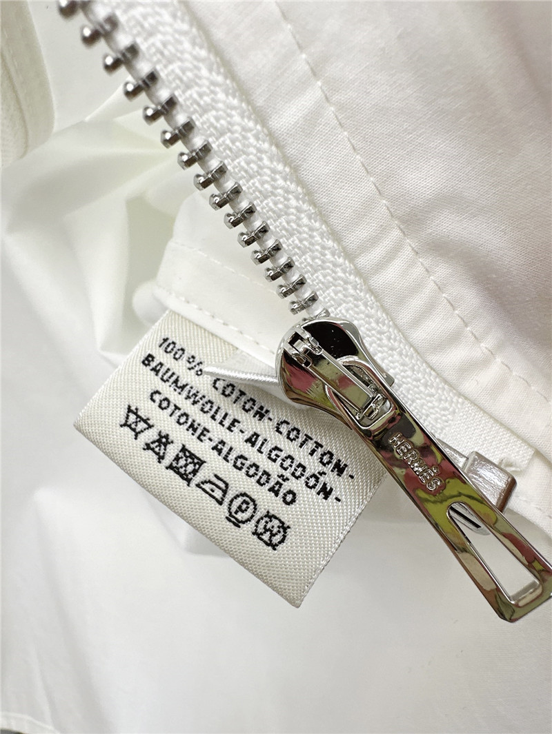 Hermes new silver button decorated long-sleeved shirt