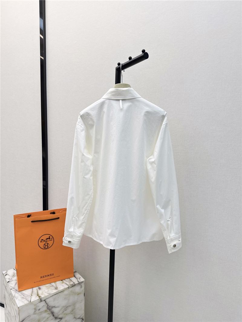 Hermes new silver button decorated long-sleeved shirt