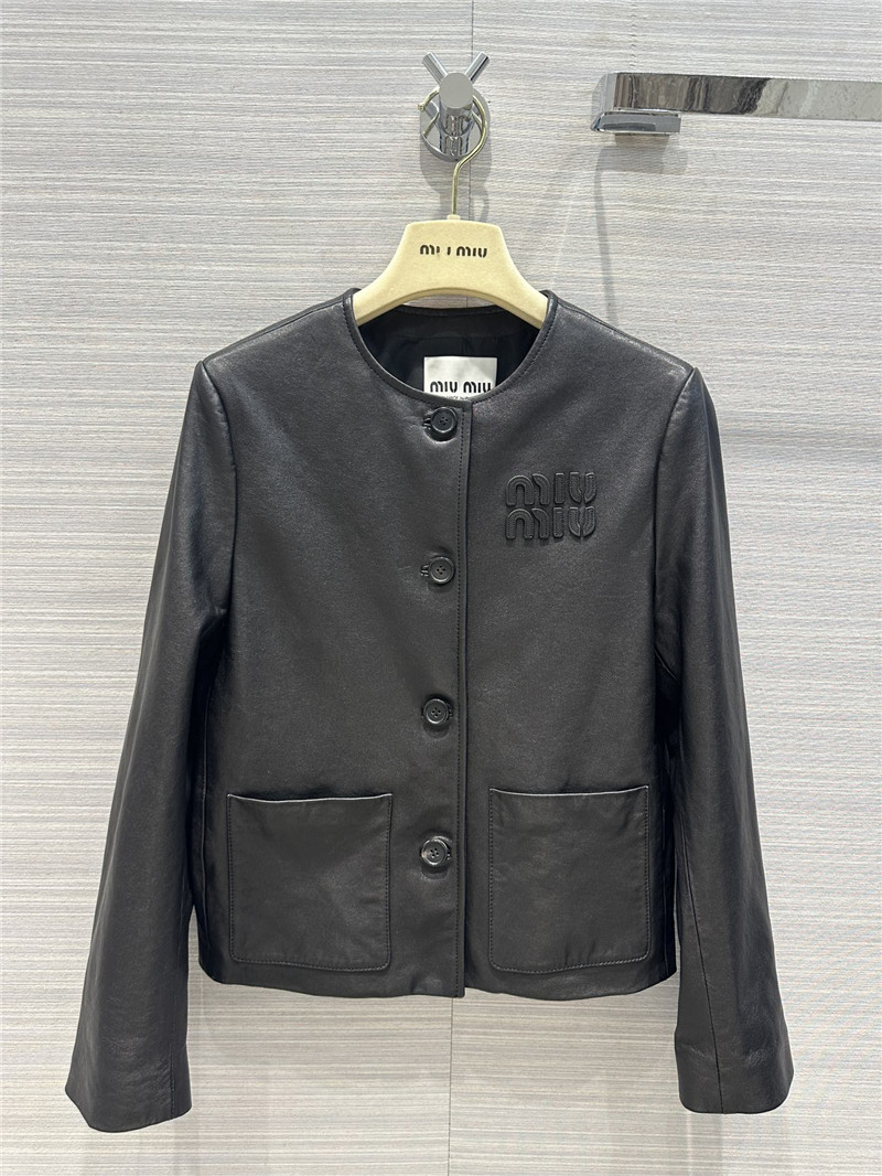 miumiu preppy leather jacket