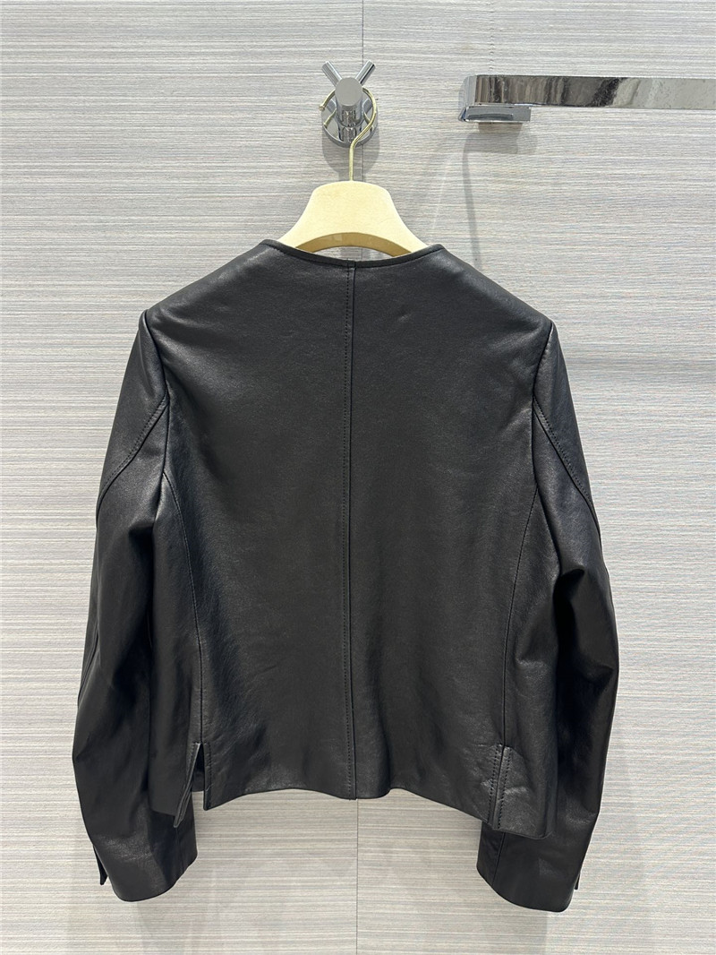 M1um1u preppy leather jacket