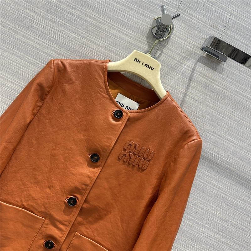 miumiu preppy leather jacket