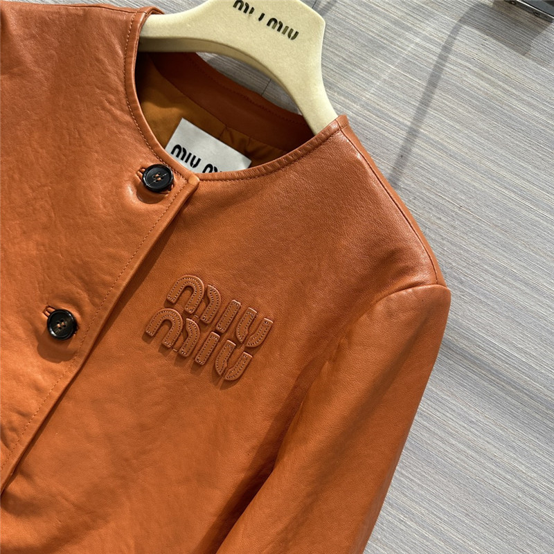 miumiu preppy leather jacket